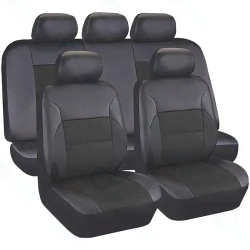 Чехлы для автомобильных сидений Kraft Luxury, экокожа, черные (KT 835640)-0